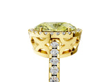 Yellow gold Fancy Yellow Oval Cut Diamond Halo Engagement Ring with Pavé Band and Prong Setting_32
