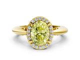 Yellow gold Fancy Yellow Oval  Cut Diamond Halo Engagement Ring with Split Shank and Four-Prong Setting_90