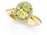Yellow gold Fancy Yellow Oval  Cut Diamond Halo Engagement Ring with Split Shank and Four-Prong Setting_91