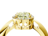 Yellow gold Fancy Yellow Oval  Cut Diamond Halo Engagement Ring with Split Shank and Four-Prong Setting_94