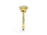 Yellow gold Fancy Yellow Oval Cut Diamond Halo Pave Band with Four-Prong Setting_5