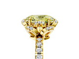 Yellow gold Fancy Yellow Oval Cut Diamond Halo Pave Band with Four-Prong Setting_8