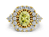 Yellow gold Fancy Yellow Oval Cut Diamond Halo Ring with Pavé Band and Four-Prong Setting_41