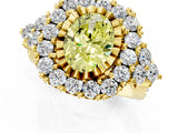 Yellow gold Fancy Yellow Oval Cut Diamond Halo Ring with Pavé Band and Four-Prong Setting_42