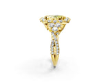 Yellow gold Fancy Yellow Oval Cut Diamond Halo Ring with Pavé Band and Four-Prong Setting_43