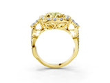 Yellow gold Fancy Yellow Oval Cut Diamond Halo Ring with Pavé Band and Four-Prong Setting_44