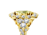 Yellow gold Fancy Yellow Oval Cut Diamond Halo Ring with Pavé Band and Four-Prong Setting_46