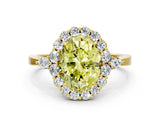 Yellow gold Fancy Yellow Oval Cut Diamond Halo Ring with Pear Side Stones and Prong Setting_54