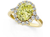 Yellow gold Fancy Yellow Oval Cut Diamond Halo Ring with Pear Side Stones and Prong Setting_55