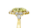 Yellow gold Fancy Yellow Oval Cut Diamond Halo Ring with Pear Side Stones and Prong Setting_59