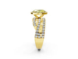 Yellow gold Fancy Yellow Oval Cut Diamond Halo Ring with Round Split Shank and Prong Setting_50