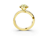 Yellow gold Fancy Yellow Oval Cut Diamond Halo Ring with Round Split Shank and Prong Setting_51