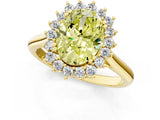 Yellow gold Fancy Yellow Oval  Cut Diamond Halo Ring with Solitaire Band and Prong Setting_53