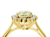 Yellow gold Fancy Yellow Oval  Cut Diamond Halo Ring with Solitaire Band and Prong Setting_56
