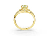 Yellow gold Fancy Yellow Oval Cut Diamond Halo Ring with Split Shank and Bezel Accents and Four-Prong Setting_3