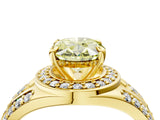 Yellow gold Fancy Yellow Oval Cut Diamond Halo Ring with Split Shank and Bezel Accents and Four-Prong Setting_4