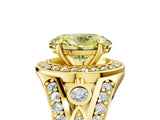 Yellow gold Fancy Yellow Oval Cut Diamond Halo Ring with Split Shank and Bezel Accents and Four-Prong Setting_5