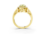 Yellow gold Fancy Yellow Oval Cut Diamond Halo Ring with Split Shank and Bezel Accents and Prong Setting_3