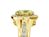 Yellow gold Fancy Yellow Oval Cut Diamond Halo Ring with Split Shank and Bezel Accents and Prong Setting_5