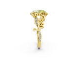Yellow gold Fancy Yellow Oval Cut Diamond Halo Ring with Vintage Split Shank and Four-Prong Setting_39