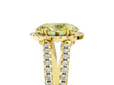 Yellow gold Fancy Yellow Oval Cut Diamond Halo Split Shank Engagement Ring_44