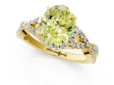 Yellow gold Fancy Yellow Oval Cut Diamond  Halo Twist Band Solitaire Prong Setting Ring_25