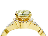 Yellow gold Fancy Yellow Oval Cut Diamond  Halo Twist Band Solitaire Prong Setting Ring_28