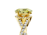 Yellow gold Fancy Yellow Oval Cut Diamond  Halo Twist Band Solitaire Prong Setting Ring_29