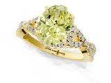Yellow gold Fancy Yellow Oval Cut Diamond  Halo Twist Band Solitaire Prong Setting Ring_43