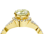 Yellow gold Fancy Yellow Oval Cut Diamond  Halo Twist Band Solitaire Prong Setting Ring_46