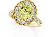 Yellow gold Fancy Yellow Oval  Cut Diamond Milgrain Floral Halo Engagement Ring with Pavé Band_16