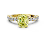 Yellow gold Fancy Yellow Oval Cut Diamond Pavé Band Solitaire Ring with Prong Setting_45