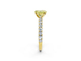 Yellow gold Fancy Yellow Oval Cut Diamond Pavé Band Solitaire Ring with Prong Setting_47