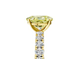 Yellow gold Fancy Yellow Oval Cut Diamond Pavé Band Solitaire Ring with Prong Setting_50