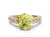 Yellow gold Fancy Yellow Oval  Cut Diamond Pavé Band Solitaire with Four-Prong Setting_3