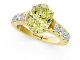 Yellow gold Fancy Yellow Oval  Cut Diamond Pavé Band Solitaire with Four-Prong Setting_4