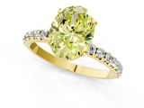 Yellow gold Fancy Yellow Oval  Cut Diamond Pavé Band Solitaire with Four-Prong Setting_4