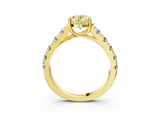 Yellow gold Fancy Yellow Oval  Cut Diamond Pavé Band Solitaire with Four-Prong Setting_6