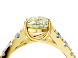 Yellow gold Fancy Yellow Oval  Cut Diamond Pavé Band Solitaire with Four-Prong Setting_7