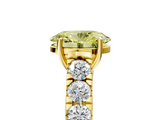 Yellow gold Fancy Yellow Oval  Cut Diamond Pavé Band Solitaire with Four-Prong Setting_8