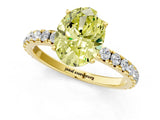 Yellow gold Fancy Yellow Oval Cut Diamond Pavé Solitaire Engagement Ring with Four-Prong Setting_89