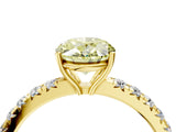 Yellow gold Fancy Yellow Oval Cut Diamond Pavé Solitaire Engagement Ring with Four-Prong Setting_92