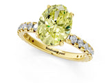 Yellow gold Fancy Yellow Oval Cut Diamond Pavé Solitaire Ring with Round Band and Prong Setting_13