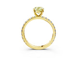 Yellow gold Fancy Yellow Oval Cut Diamond Pavé Solitaire Ring with Round Band and Prong Setting_15