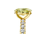 Yellow gold Fancy Yellow Oval Cut Diamond Pavé Solitaire Ring with Round Band and Prong Setting_17