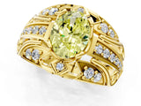 Yellow gold Fancy Yellow Oval Cut Diamond Pave Art Deco Split Shank Ring with Four-Prong Setting_1