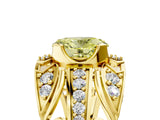 Yellow gold Fancy Yellow Oval Cut Diamond Pave Art Deco Split Shank Ring with Four-Prong Setting_5