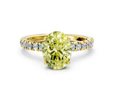 Yellow gold Fancy Yellow Oval Cut Diamond Pave Band Solitaire Ring with Four-Prong Setting_55