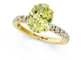 Yellow gold Fancy Yellow Oval Cut Diamond Pave Band Solitaire Ring with Four-Prong Setting_56