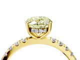 Yellow gold Fancy Yellow Oval Cut Diamond Pave Band Solitaire Ring with Four-Prong Setting_59